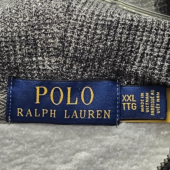 Polo Ralph Lauren Mens Gray Zip Up Hoodie Thermal Lining Hood 2XLarge - Picture 16 of 16